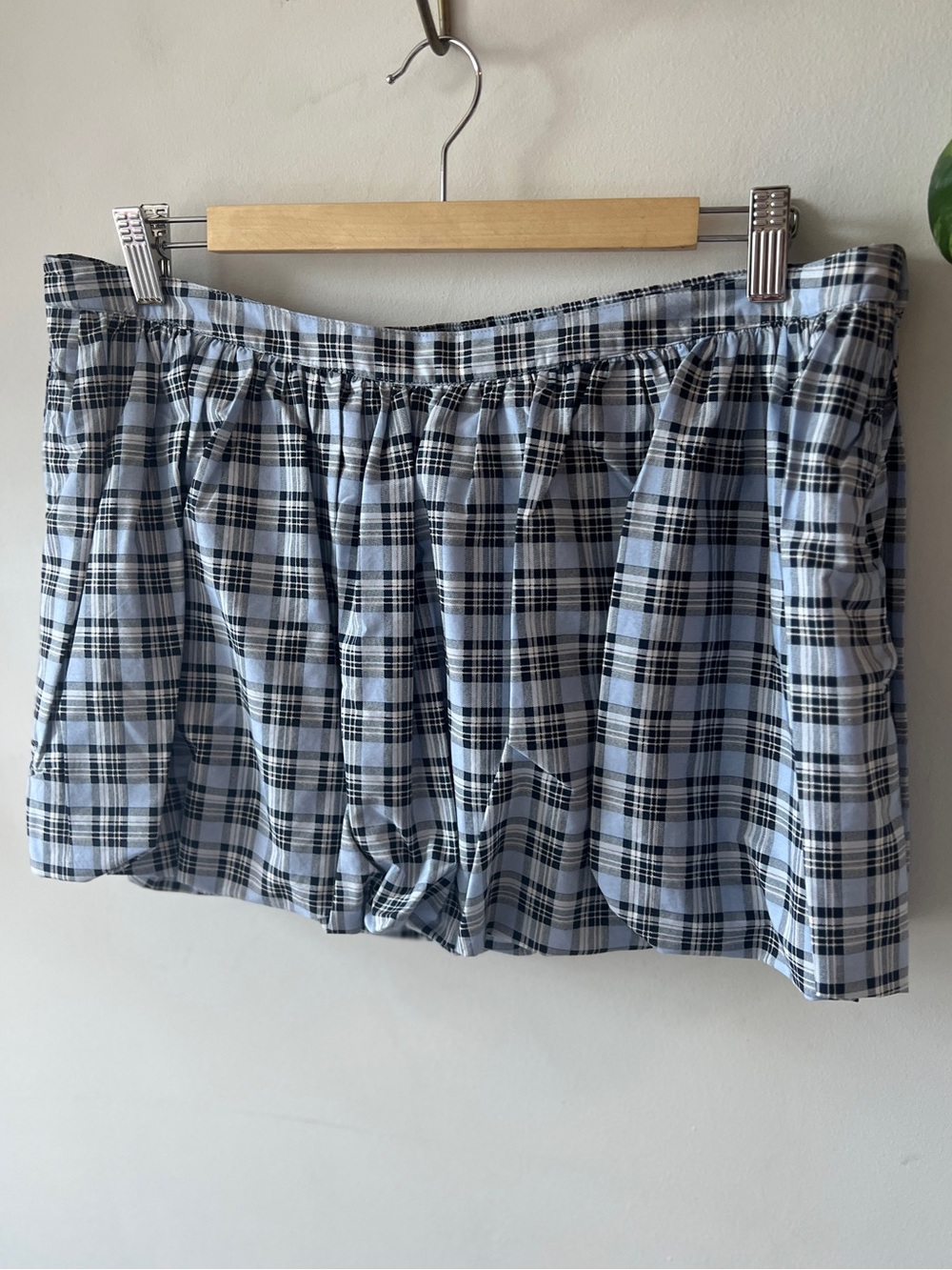Hollister Light Blue and Navy Plaid Bubble Skort